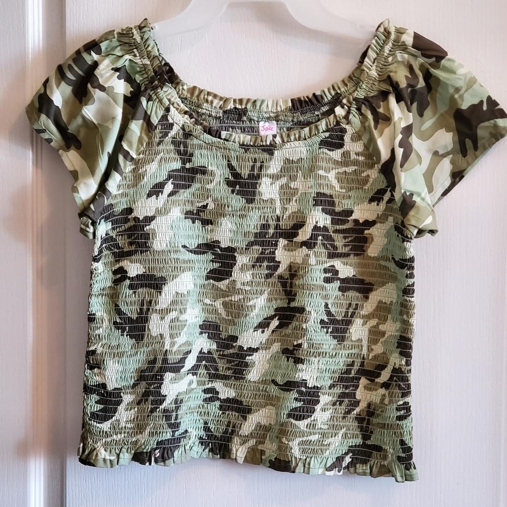 Justice Army Girls Print Short Top